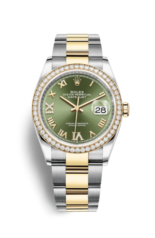 Rolex - 126283RBR-0012  Datejust 36 Stainless Steel / Yellow Gold / Diamond / Olive Green Roman Diamond / Oyster