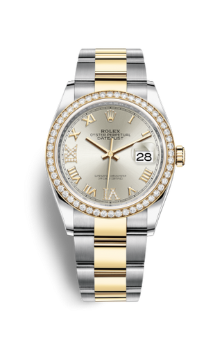 Rolex - 126283RBR-0018  Datejust 36 Stainless Steel / Yellow Gold / Diamond / Silver Roman Diamond / Oyster