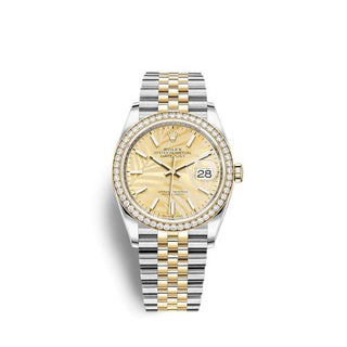 Rolex - 126283RBR-0023  Datejust 36 Stainless Steel / Yellow Gold / Diamond / Champagne - Palm / Jubilee