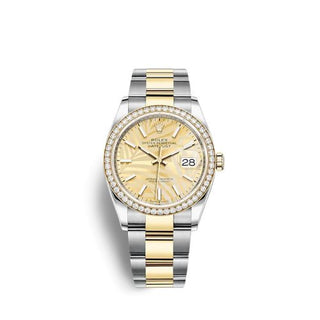 Rolex - 126283RBR-0024  Datejust 36 Stainless Steel / Yellow Gold / Diamond / Champagne - Palm / Oyster