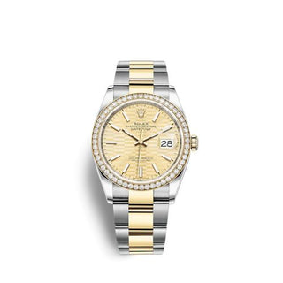 Rolex - 126283RBR-0026  Datejust 36 Stainless Steel / Yellow Gold / Diamond / Champagne - Fluted / Oyser