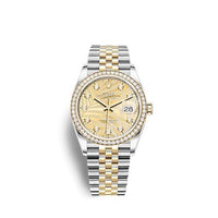 Rolex Datejust 36 Stainless Steel  - Yellow Gold - Fluted / Champagne - Fluted - Diamond / Oyster (126283RBR-0029)