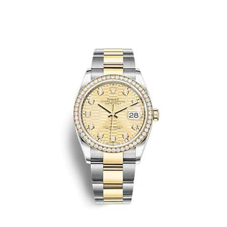 Rolex - 126283RBR-0032  Datejust 36 Stainless Steel  - Yellow Gold - Diamond / Champagne - Fluted - Diamond / Oyster