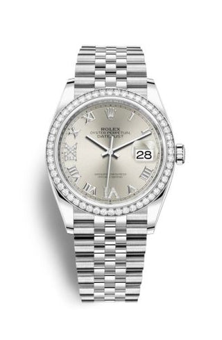 Rolex - 126284RBR-0021  Datejust 36 Stainless Steel / Diamond / Silver Roman-Diamonds / Jubilee