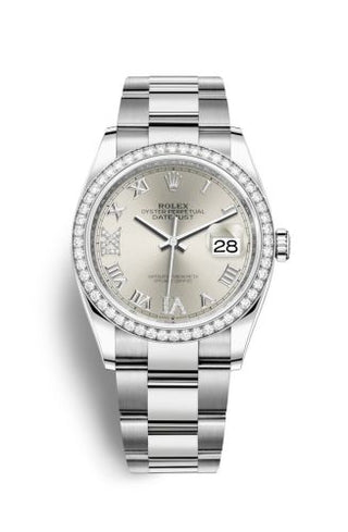 Rolex - 126284RBR-0022  Datejust 36 Stainless Steel / Diamond / Silver Roman-Diamonds / Oyster