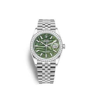 Rolex - 126284RBR-0039  Datejust 36 Stainless Steel / Diamond / Green - Palm / Jubilee