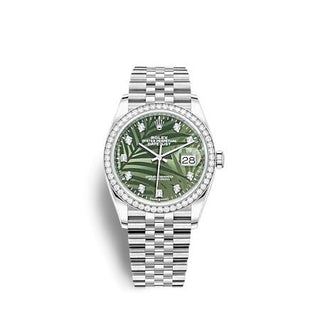 Rolex - 126284RBR-0047  Datejust 36 Stainless Steel - Diamond / Green - Palm - Diamond / Jubilee