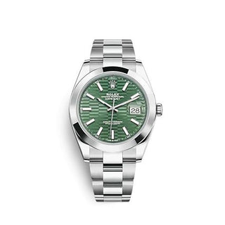 Rolex - 126300-0021  Datejust 41 Stainless Steel Smooth / Oyster / Green - Fluted