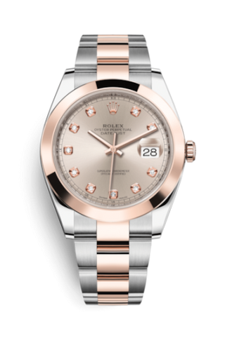 Rolex - 126301-0007  Datejust 41 Rolesor Everose Smooth / Oyster / Sundust - Diamond