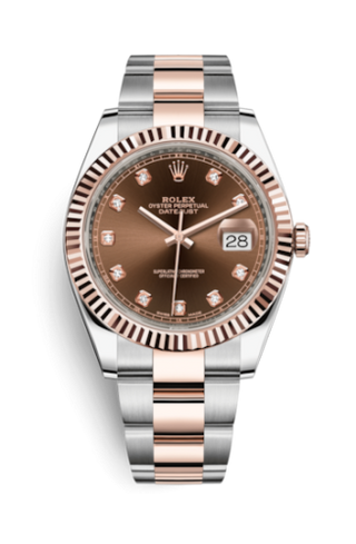 Rolex - 126331-0003  Datejust 41 Rolesor Everose Fluted / Oyster / Chocolate - Diamond