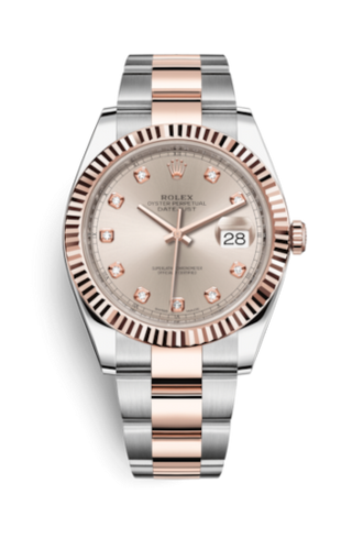 Rolex - 126331-0007  Datejust 41 Rolesor Everose Fluted / Oyster / Sundust - Diamond