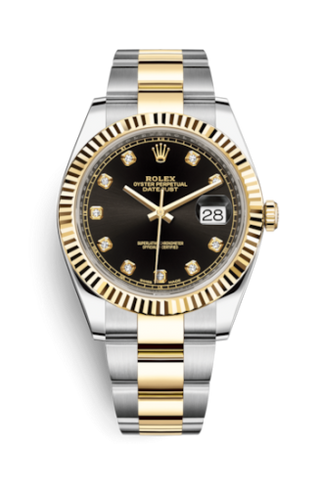 Rolex - 126333-0005  Datejust 41 Rolesor Yellow Fluted / Oyster / Black - Diamond