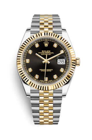 Rolex - 126333-0006  Datejust 41 Rolesor Yellow Fluted / Jubilee / Black - Diamond