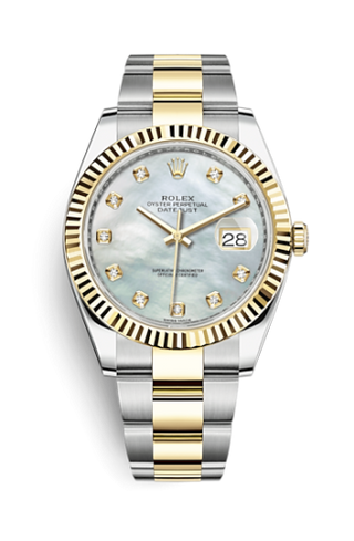 Rolex - 126333-0017  Datejust 41 Rolesor Yellow Fluted / Oyster / MOP - Diamond