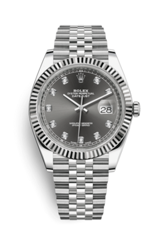 Rolex - 126334-0006  Datejust 41 Stainless Steel Fluted / Jubilee / Dark Rhodium - Diamond