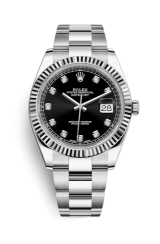 Rolex - 126334-0011  Datejust 41 Stainless Steel Fluted / Oyster / Black - Diamond