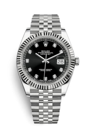 Rolex - 126334-0012  Datejust 41 Stainless Steel Fluted / Jubilee / Black - Diamond