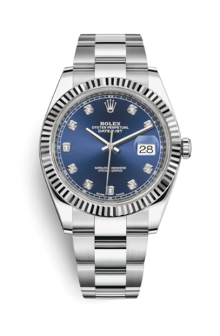 Rolex - 126334-0015  Datejust 41 Stainless Steel Fluted / Oyster / Blue - Diamond