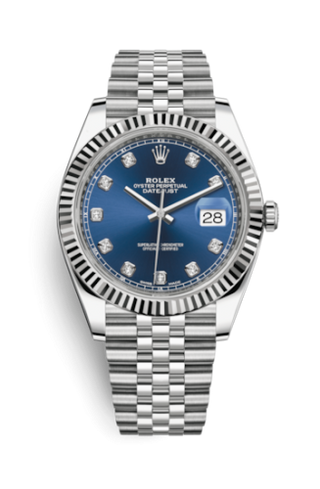 Rolex - 126334-0016  Datejust 41 Stainless Steel Fluted / Jubilee  / Blue - Diamond