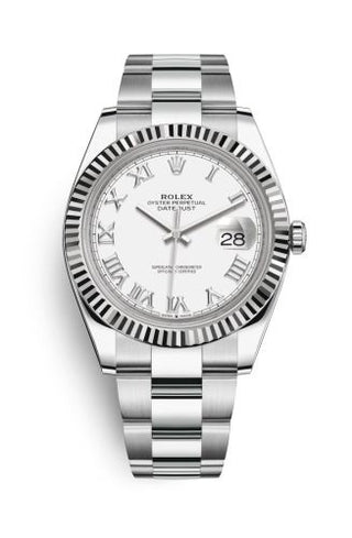 Rolex - 126334-0023  Datejust 41 Stainless Steel Fluted / White - Roman / Oyster