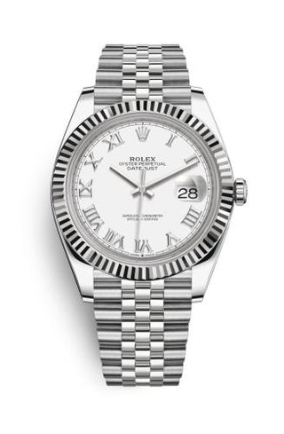 Rolex - 126334-0024  Datejust 41 Stainless Steel Fluted / White - Roman / Jubilee