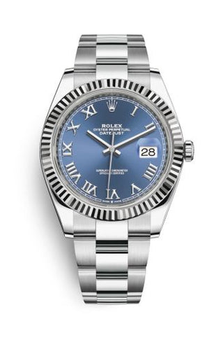 Rolex - 126334-0025  Datejust 41 Stainless Steel Fluted / Blue - Roman / Oyster