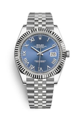 Rolex - 126334-0026  Datejust 41 Stainless Steel Fluted / Blue - Roman / Jubilee