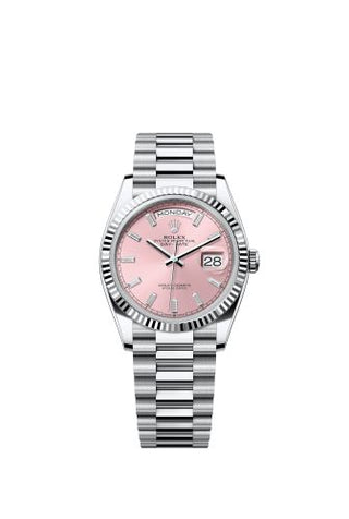 Rolex - 128236-0024  Day-Date 36 Platinum - Fluted / Pink - Baguette / President