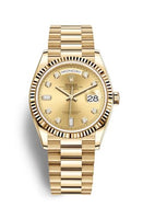 Rolex Day-Date 36 Yellow Gold / Fluted / Dark Grey-Diamond / President (128238-0008)