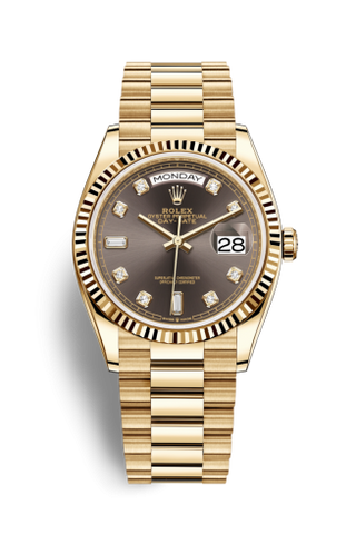 Rolex - 128238-0022  Day-Date 36 Yellow Gold / Fluted / Dark Grey-Diamond / President