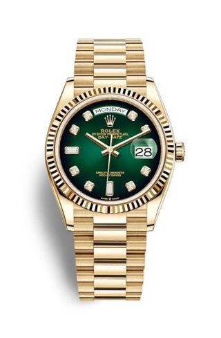 Rolex - 128238-0069  Day-Date 36 Yellow Gold / Fluted / Green Ombré-Diamond / President