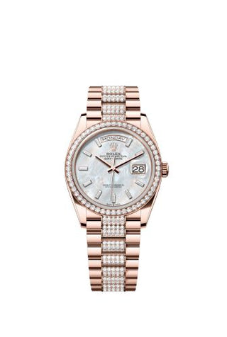 Rolex - 128345RBR-0078  Day-Date 36 Everose Gold / Diamond / MOP - Baguette / President - Diamond