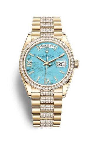 Rolex - 128348RBR-0038  Day-Date 36 Yellow Gold / Diamond / Turquoise / President-Diamond