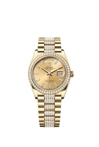 Rolex - 128348RBR-0081  Day-Date 36 Yellow Gold - Diamond / Champagne - Baguette / President - Diamond