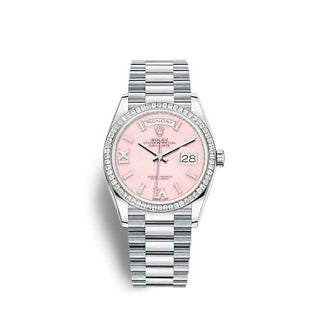 Rolex - 128396TBR-0009  Day-Date 36 Platinum - Baguette / Pink Opal / President