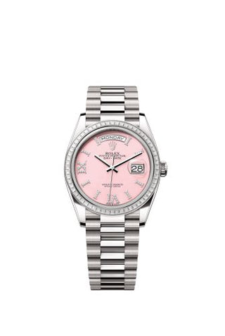 Rolex - 128399TBR-0009  Day-Date 36 White Gold - Baguette / Pink Opal / President