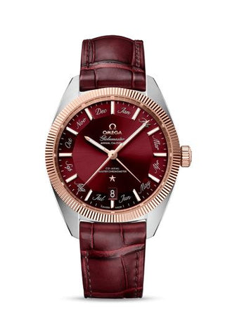 Omega - 130.23.41.22.11.001  Globemaster Annual Calendar Stainless Steel / Sedna Gold / Burgundy