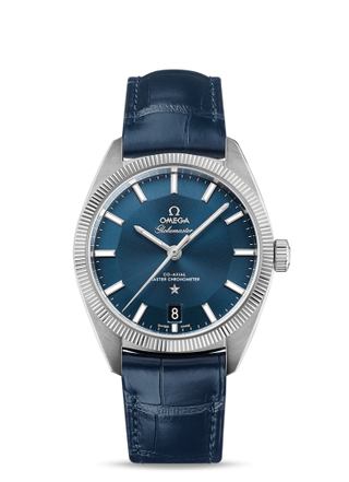 Omega - 130.33.39.21.03.001  Globemaster Stainless Steel / Blue / Leather