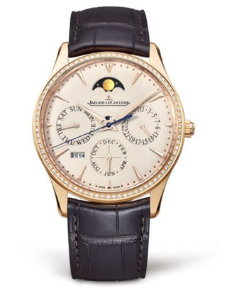 Jaeger-LeCoultre - 1302501  Master Ultra Thin Perpetual Pink Gold - Diamond / Eggshell / Alligator