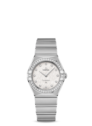 Omega - 131.15.28.60.52.001  Constellation Manhattan 28 Quartz Stainless Steel / Silver Silk-Diamond / Diamond