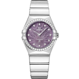 Omega - 131.15.28.60.60.001  Constellation Manhattan 28 Quartz Stainless Steel - Diamond / Purple Supernova