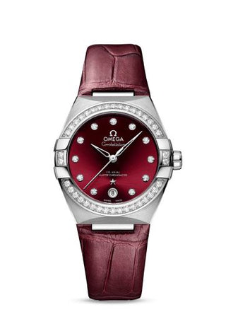 Omega - 131.18.36.20.61.001  Constellation Master Chronometer 36 Stainless Steel / Diamond / Red / Strap