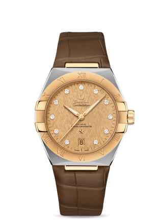 Omega - 131.23.39.20.58.001  Constellation Master Chronometer 39 Stainless Steel / Yellow Gold / Champagne-Diamond / Alligator