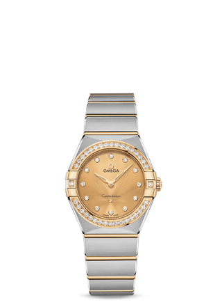 Omega - 131.25.28.60.58.001  Constellation Manhattan 28 Quartz Stainless Steel / Yellow Gold / Champagne-Diamond / Diamond