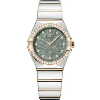 Omega - 131.25.28.60.60.001  Constellation Manhattan 28 Quartz Stainless Steel - Moonshine Gold - Diamond / Green Supernova