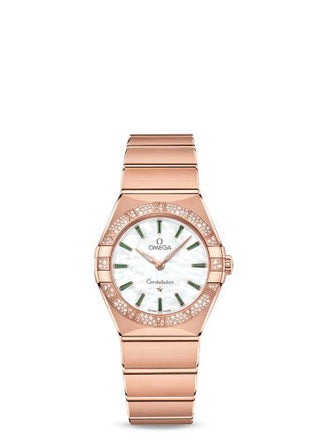 Omega - 131.55.28.60.55.005  Constellation Manhattan 28 Quartz Sedna Gold / MOP - Emerald / Diamond