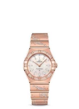 Omega - 131.55.28.60.99.001  Constellation Manhattan 28 Quartz Sedna Gold / MOP - Diamond / Diamond