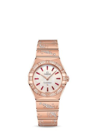 Omega - 131.55.28.60.99.003  Constellation Manhattan 28 Quartz Sedna Gold / MOP - Ruby / Diamond