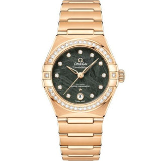 Omega - 131.55.29.20.99.005  Constellation Manhattan 29 Co-Axial Master Chronometer Yellow Gold - Diamond / Green Meteorite