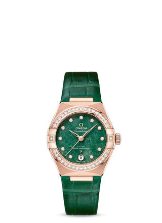 Omega - 131.58.29.20.99.004  Constellation Manhattan 29 Co-Axial Master Chronometer Sedna Gold / Diamond / Green Aventurine